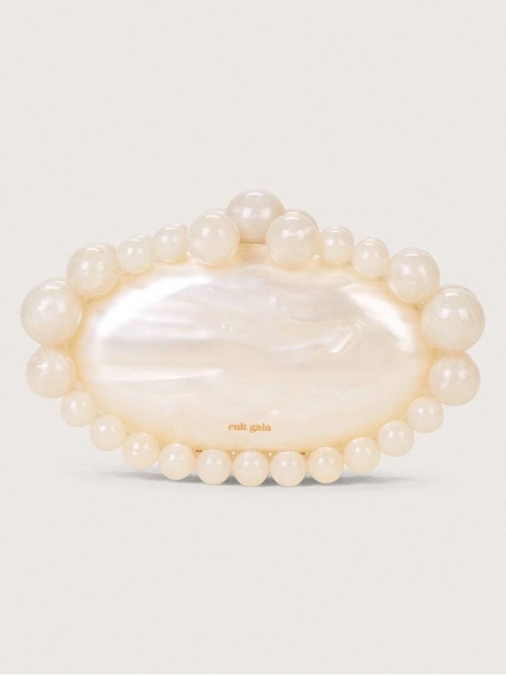 Cult Gaia Jaya Ivory Acrylic Clutch Pearl Handle Rare Worn Once